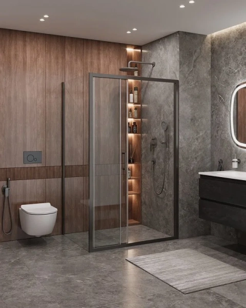 Душевой уголок Cezares Molveno 120х90 см стекло прозрачное профиль оружейная сталь - фото 4