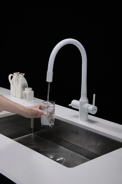 Смеситель для кухни Paulmark Salix белый матовый, с 1 монтажным отверстием - фото 9