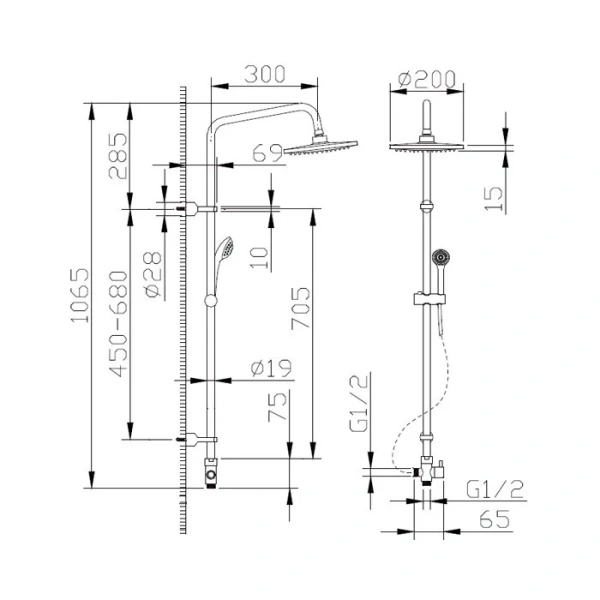 Душевая колонна без смесителя Bravat Fit R  D283CP-2-RUS - фото 2