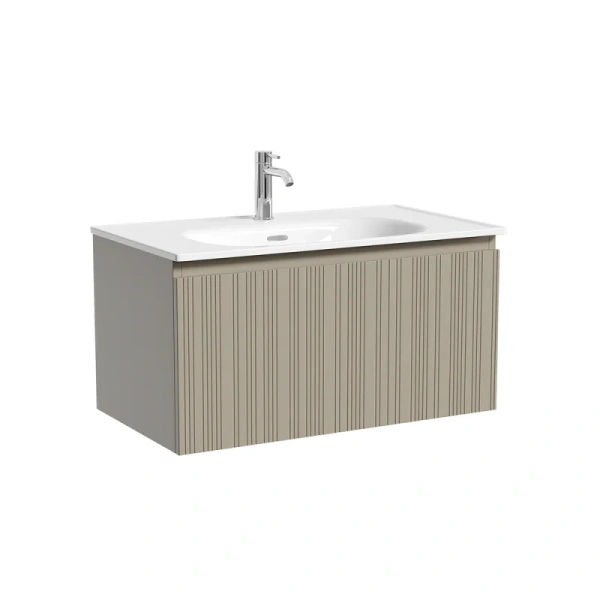 Тумба под раковину подвесная Sancos Code 80 см серая платина