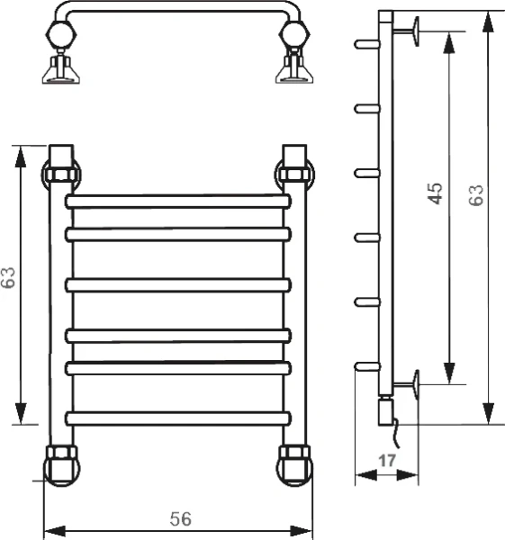 Полотенцесушитель водяной Ника Quadro 60x50 см хром, современные, hi-tech - фото 2