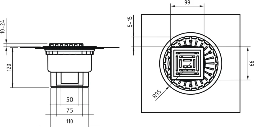 Душевой трап BERGES ZENTRUM Antik 10 см хром матовый, стандартные - фото 5