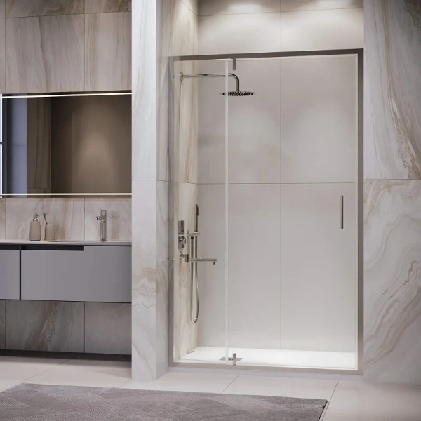 Душевая дверь в нишу RGW Leipzig LE-103 100 см профиль хром стекло прозрачное - фото 1