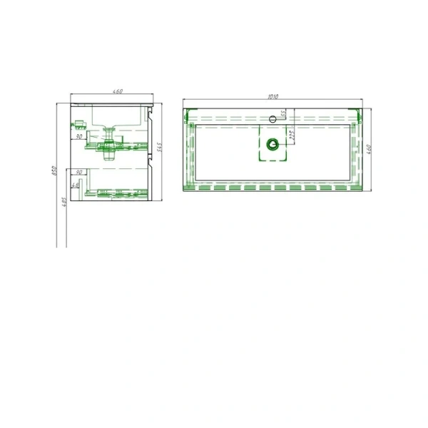 Тумба с раковиной подвесная Акватек Вега 100 см серый матовый - фото 3