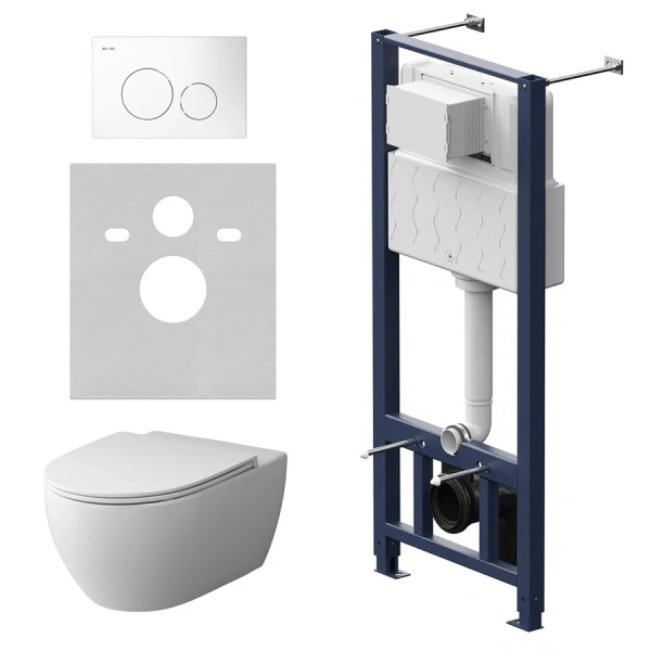 Унитаз с инсталляцией Am.Pm Awe IS490 с сиденьем микролифт и клавишей - фото 1