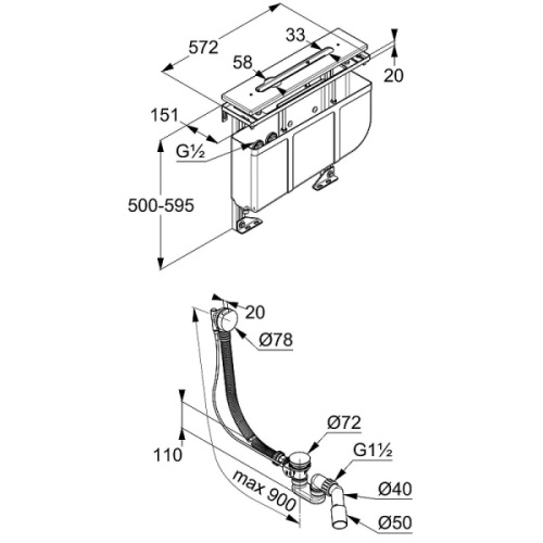 Монтажный блок для смесителя Kludi со слив-переливом - фото 2