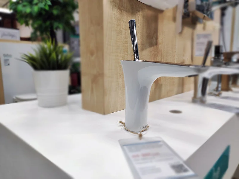 Смеситель для раковины Hansgrohe PuraVida хром/белый, с донным клапаном - фото 5