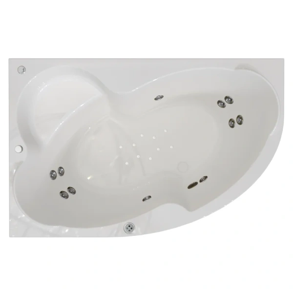 Гидромассажная ванна Радомир Ирма 2-81-2-1-9-229/2-81-2-2-9-229, 160 x 105 см, L/R, рама-подставка, фронтальная панель, слив-перелив, гидромассаж Терапия хром КУ 200, белая - фото 1
