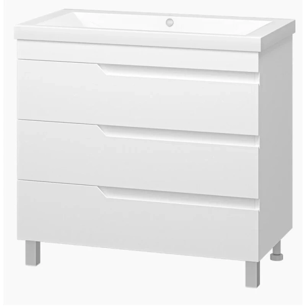 Тумба под раковину напольная Misty Софт 90 см белая, моноблок - фото 5