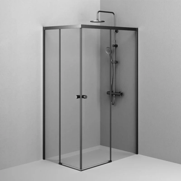 Душевой уголок Am.Pm X-Joy 120x80 см профиль черный, стекло прозрачное, стеклянные, угловые, без поддона - фото 6