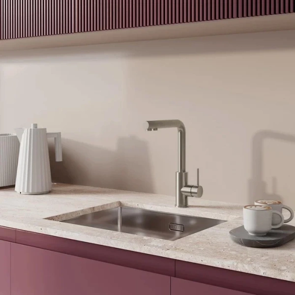 Смеситель для кухни IDDIS Rule сталь матовая, высокие, из нержавеющей стали, округлая форма, для питьевой воды с фильтром - фото 5