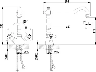 Смеситель для кухни Lemark Vintage LM2805B, с поворотным изливом - фото 7