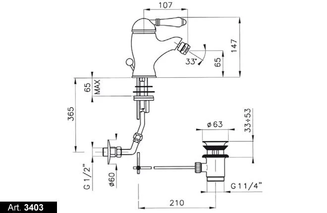 Смеситель для биде, бронза, Nicolazzi Classica, для биде - фото 2
