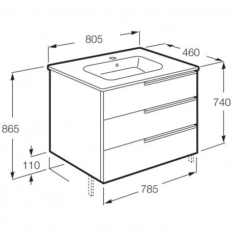 Тумба с раковиной напольная Roca Victoria Nord Ice Edition ZRU9302835 80 см белый глянцевый - фото 4