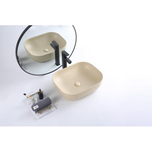 Раковина BelBagno 50 см накладная бежевая матовая, из санфарфора - фото 7