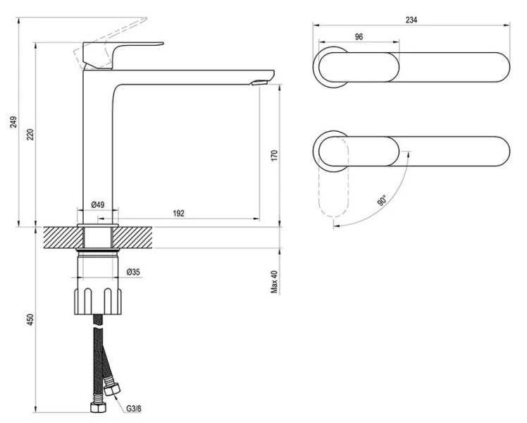 Смеситель для раковины Ravak Eleganta X07041 однорычажный - фото 2