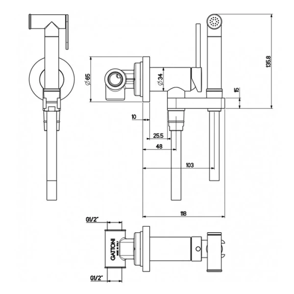 Гигиенический душ со смесителем Gattoni Programma Doccia RT010 латунь - фото 2