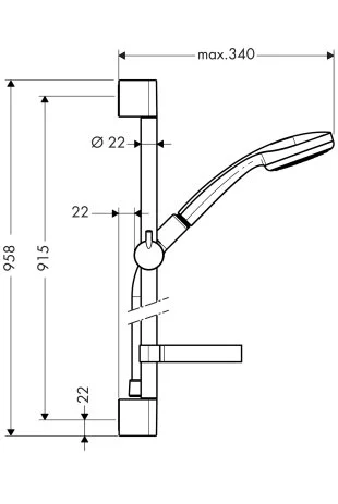 Душевой гарнитур Hansgrohe Croma 100 1 тип струи - фото 2