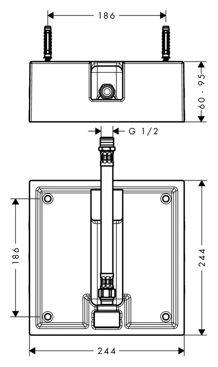 Верхний душ Hansgrohe Raindance 26481000 скрытый монтаж - фото 4