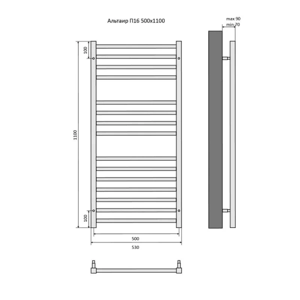 Полотенцесушитель водяной Акватек Альтаир 50x110 см хром - фото 2