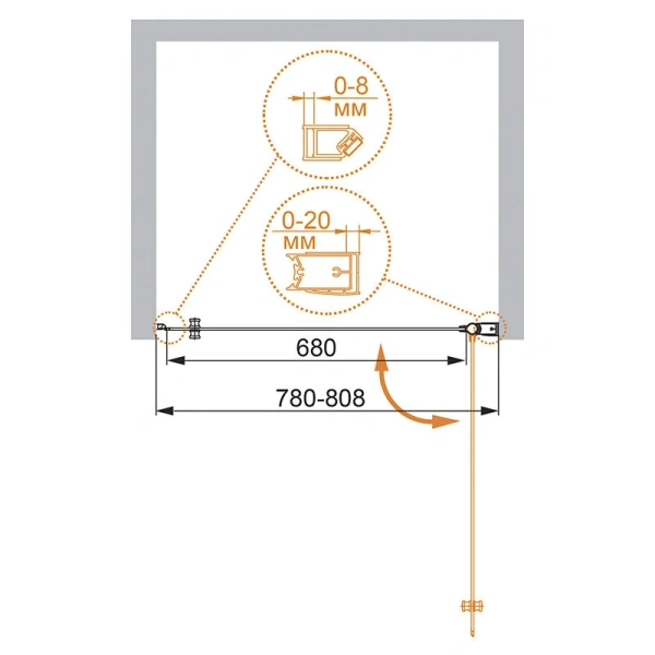 Душевая дверь в нишу Cezares Elena 80 см стекло рифленое Punto, правая - фото 2