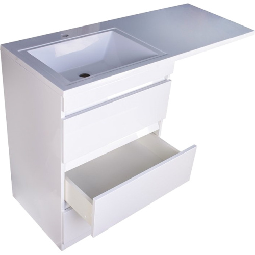 Тумба под раковину напольная Style Line Даллас 38 см белая, моноблок, для стиральной машины - фото 5