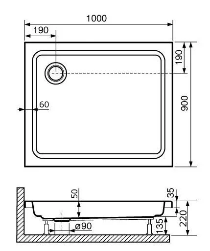 Душевой поддон RGW Acryl Style 100х90 см прямоугольный, акриловый - фото 2