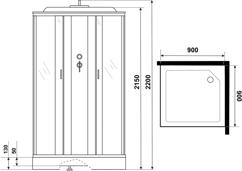 Душевая кабина Niagara Classic 90x90 см стекло матовое, 90х90 - фото 4