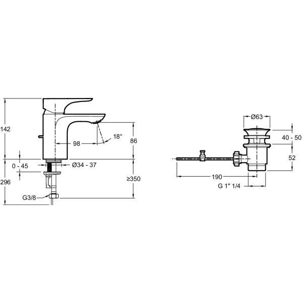 Смеситель для раковины Jacob Delafon Gabin однорычажный - фото 3