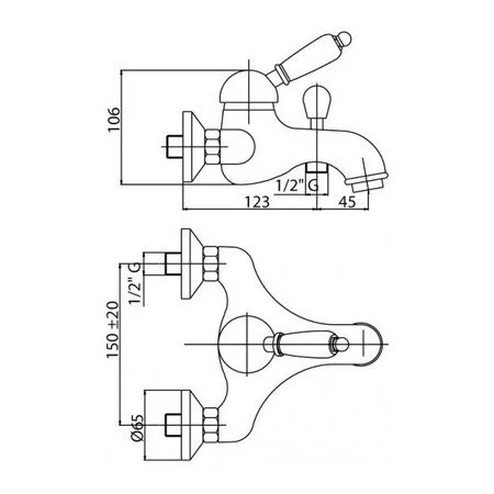 Смеситель для ванны Cezares VINTAGE-VM на два отверстия - фото 3