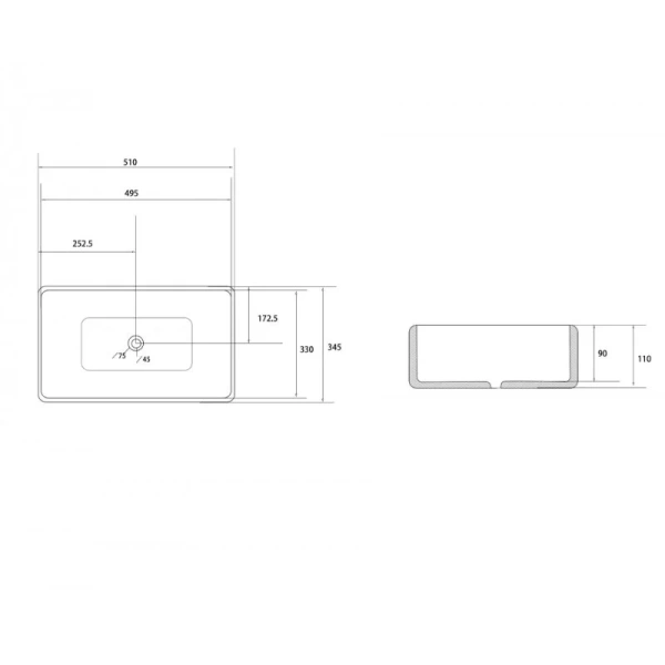 Раковина Abber Rechteck 50 см белая матовая - фото 2