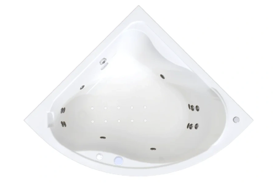 Гидромассажная ванна Радомир Альтея 2-81-2-0-0-219, 125 х 125 см, рама-подставка, фронтальная панель, слив-перелив, гидромассаж Терапия хром КУ 200, датчик уровня воды, хромотерапия, массаж спины, ступней, боковых поверхностей, аэромассаж, белая - фото 1