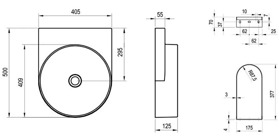 Раковина консоль Ravak Yard XJX01 40 см подвесная, современные, hi-tech - фото 2