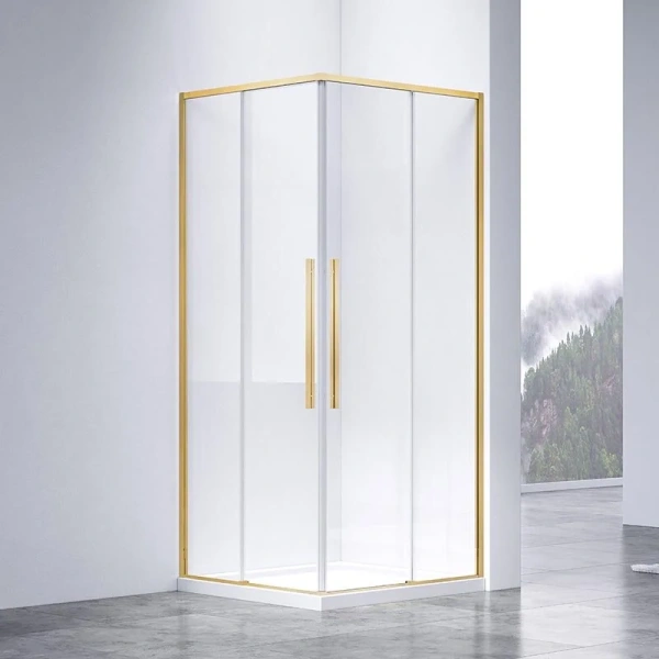 Душевой уголок Vincea Slim-N 100х80 см профиль брашированное золото - фото 1