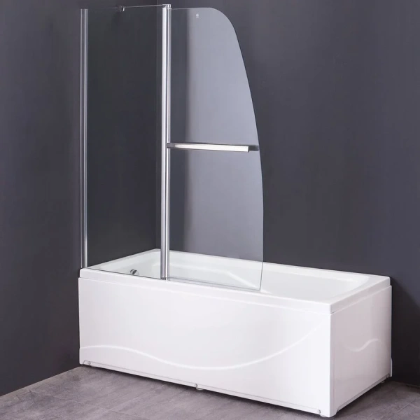 Шторка для ванны Grossman 120х140 см хром стекло прозрачное, недорогие - фото 3