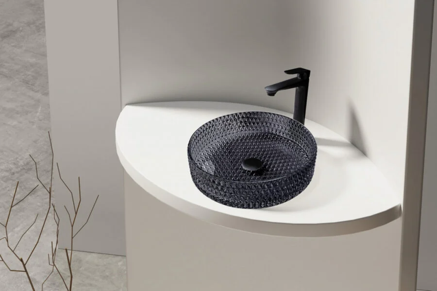 Раковина Abber Glas 39,5 см черная, накладные (на столешницу), пристенные - фото 3