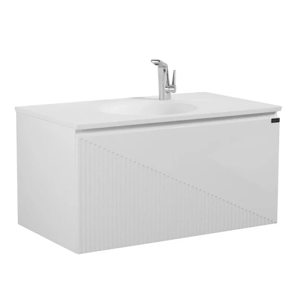 Тумба с раковиной подвесная Black&White Universe 918900 90 см МДФ, подвесная, пристенная - фото 4