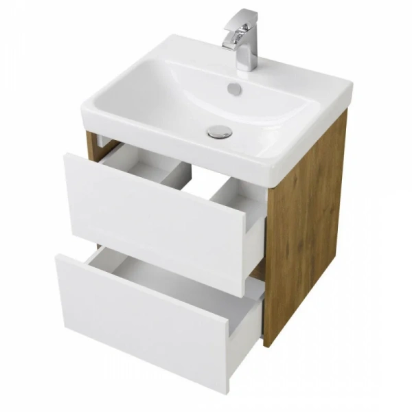 Тумба с раковиной подвесная Акватон Сканди 55 см белая/дуб рустикальный, белая, светло-коричневая - фото 7