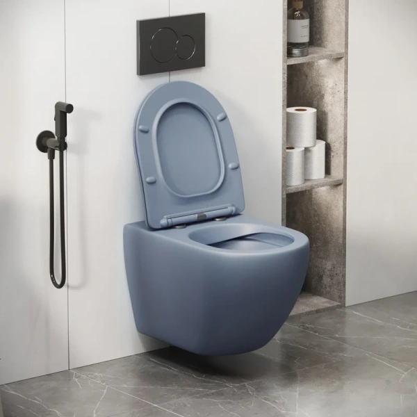 Унитаз подвесной Grossman Color голубой матовый - фото 4