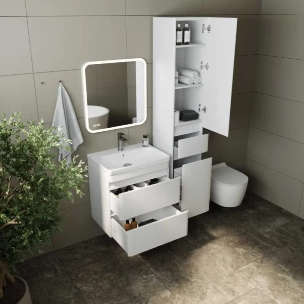 Тумба под раковину подвесная Style Line Атлантика 60 см белая, комплект (набор) - фото 8