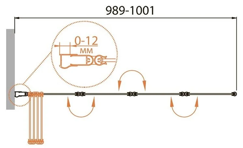 Шторка для ванны Cezares Relax 100х140 см стекло прозрачное - фото 2