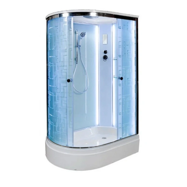 Душевая кабина Deto EM 120x80 см асимметричная, стеклянные, матовые, узорчатые - фото 7