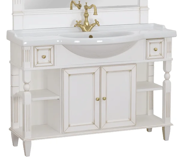 Тумба под раковину напольная Migliore Kantri 121 см Bianco Mat Patinato