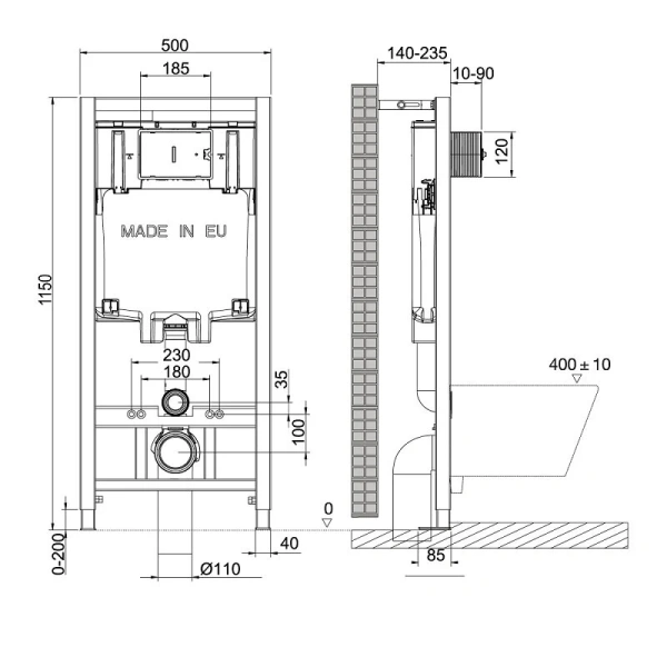 Инсталляция для унитаза Lemark Peneda без кнопки смыва - фото 2