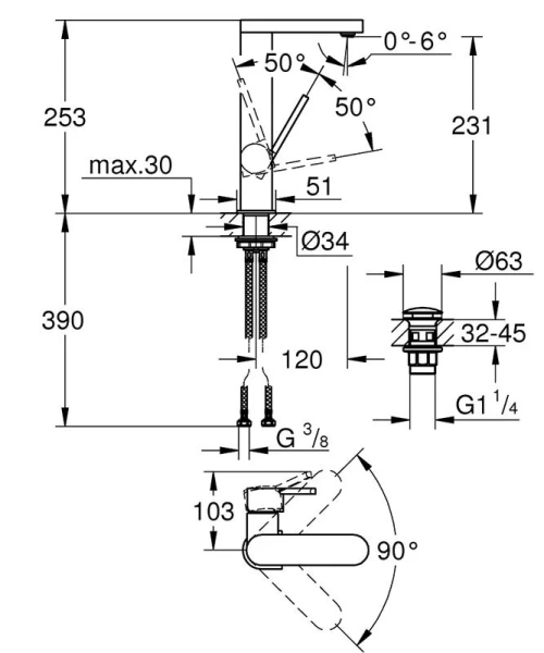Смеситель для раковины Grohe Plus 23873003 - фото 2