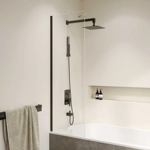 Шторка для ванны RGW Screens SC-056-8B 40x150 см профиль чёрный - фото 1