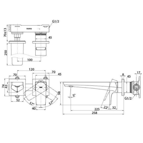 Смеситель для раковины TOTO GE встраиваемый - фото 2