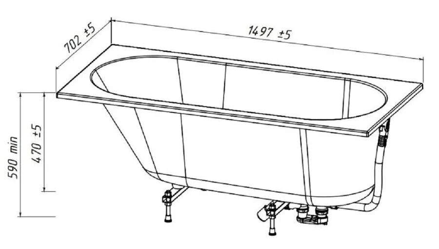 Ванна из искусственного камня Belux Классика-2 ВК-2 1500, 4810924269249, 150 x 70 см, белый, прямоугольные - фото 5