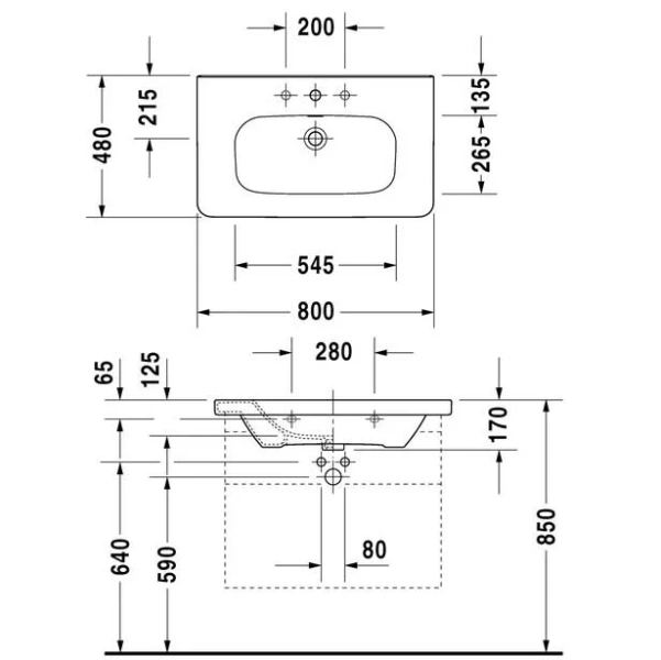 Раковина консоль Duravit Durastyle DS 9872, 232080 - фото 2