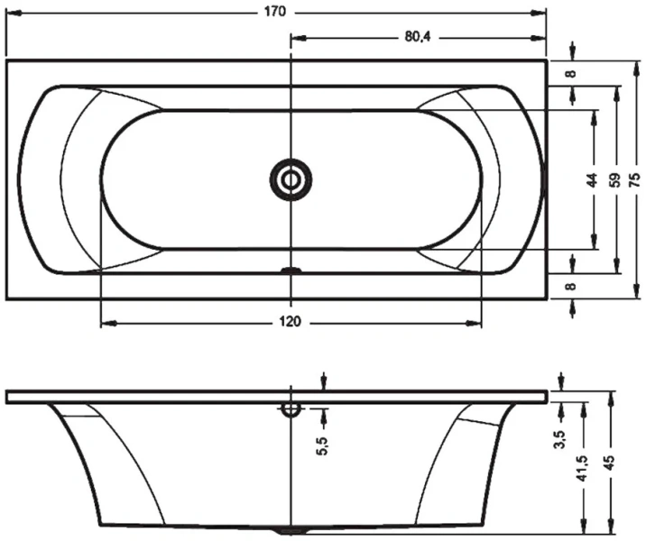 Ванна акриловая Riho Lima bb4400500000000 170х75 см - фото 2